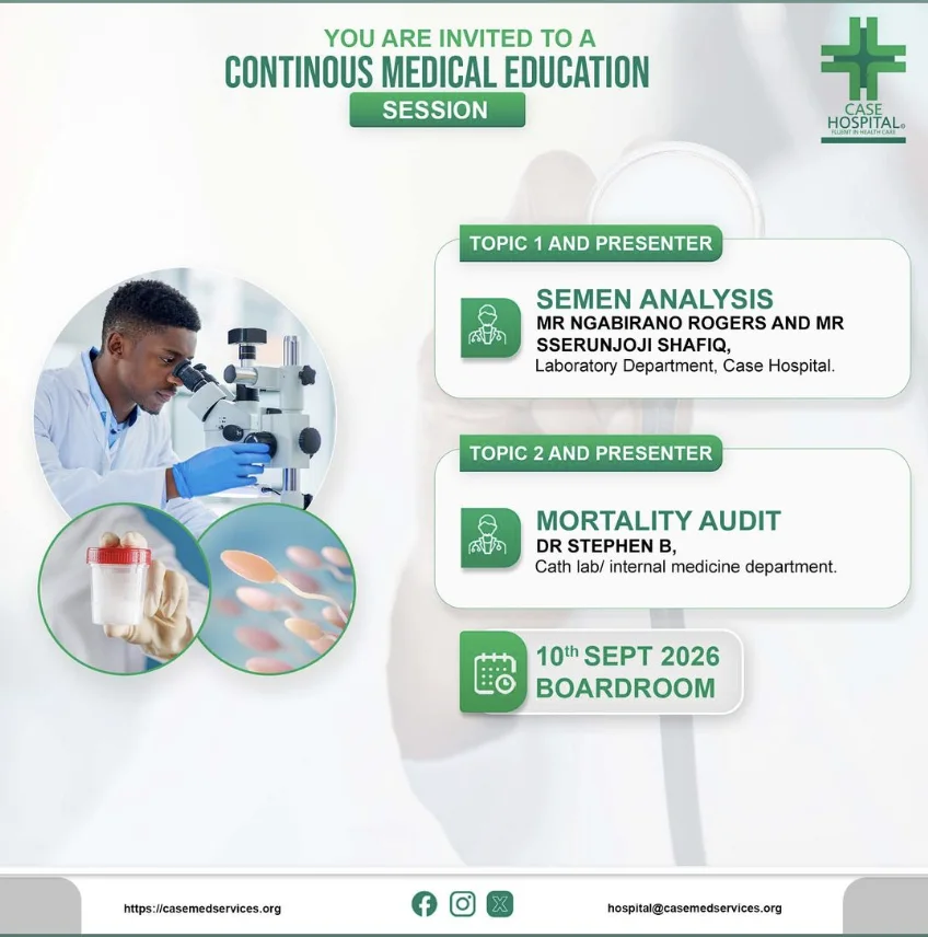 Case Hospital Continuous Medical Education session announcement for 10 September 2026