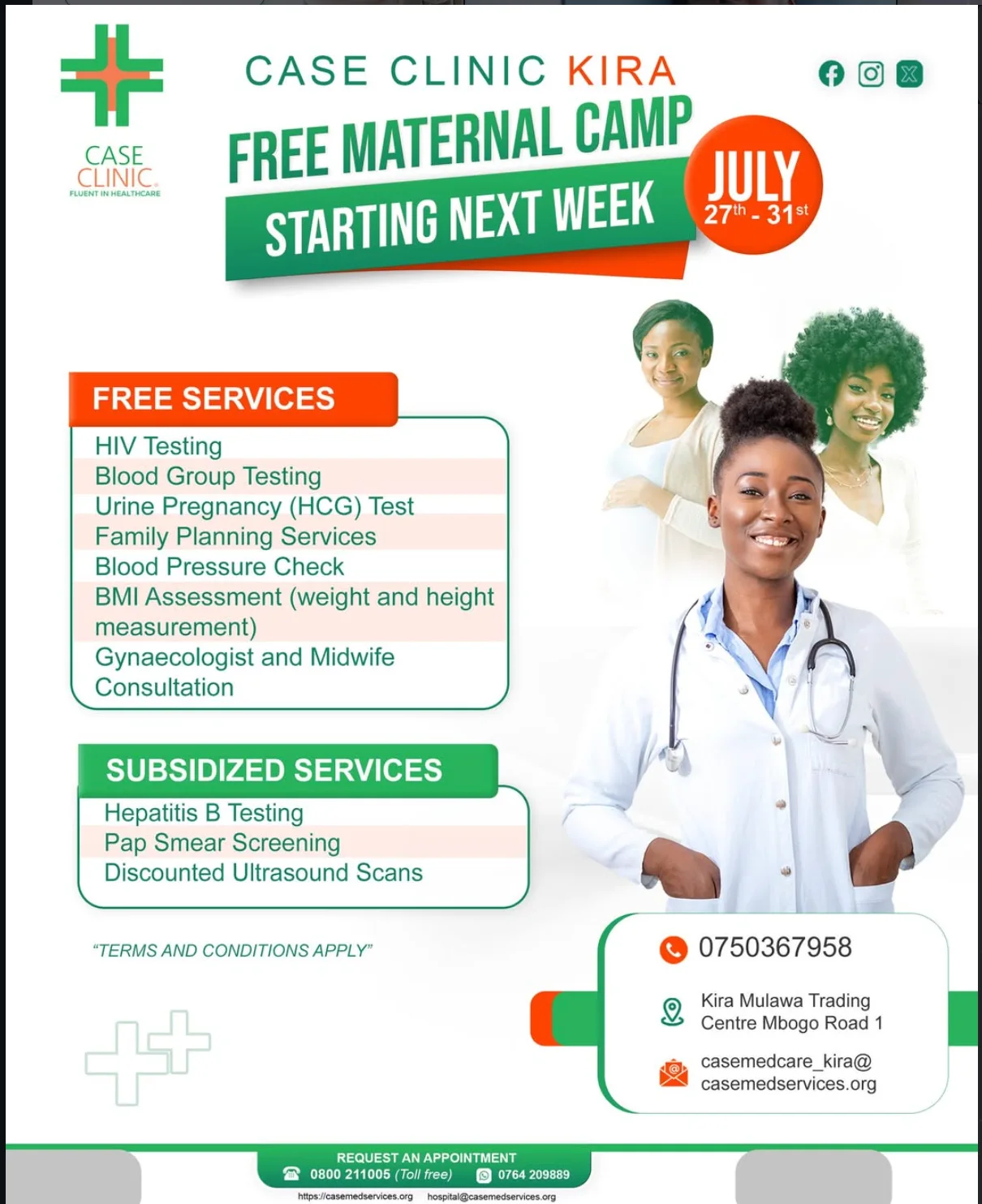 Free Maternal Camp announcement