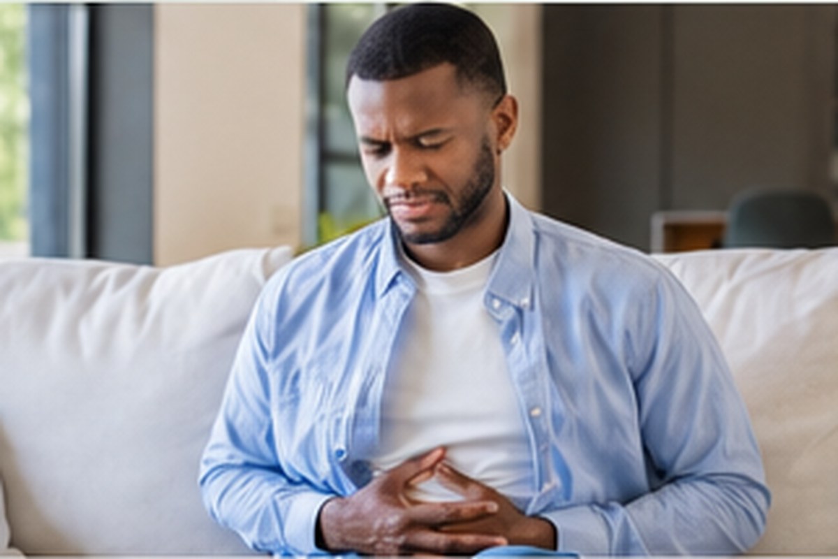 Adult man seated at home during a quiet health moment